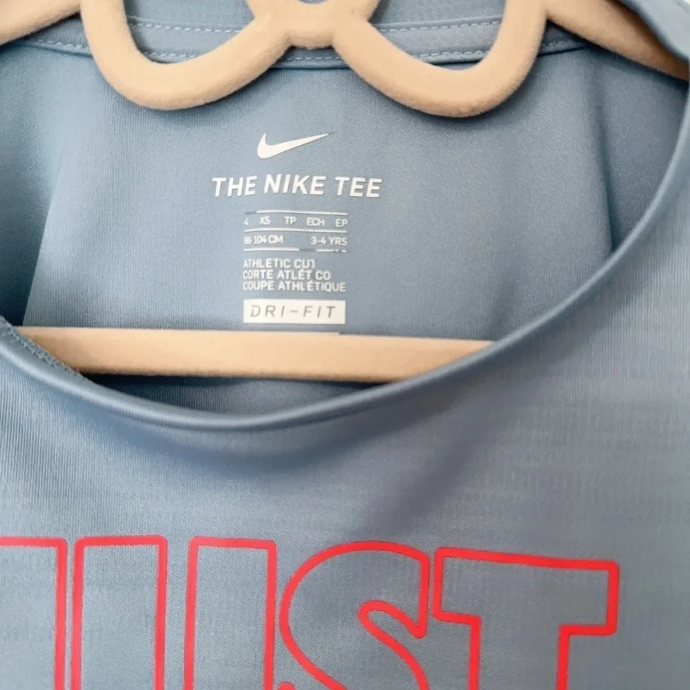 Nike Kids Light Blue Long Sleeve Tee with Pink Print
